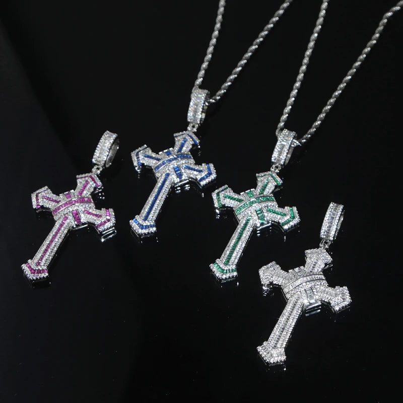 ATJMLADY Iced Out Cubic Zircon Cross Pendant for Men & Women