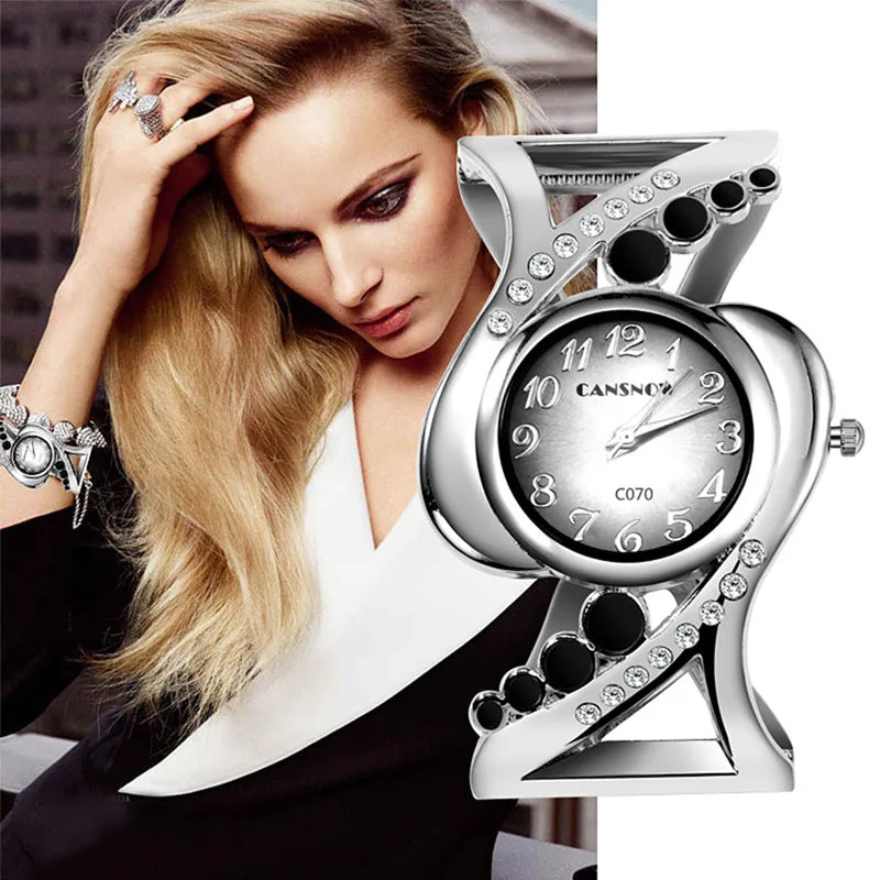 SOXY Luxury style Crystal Bangle Wristwatch With Quartz Clockwork