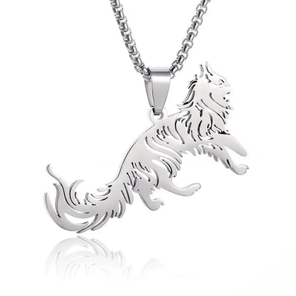 Hugging Love Cat & Horse Couple Pairing Stainless Steel Necklace