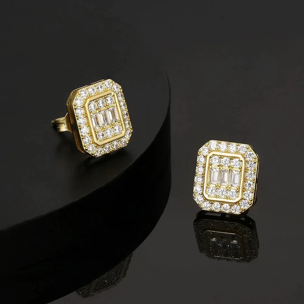 Fancy Iced Out Cubic Zirconia Ear Stud Earrings