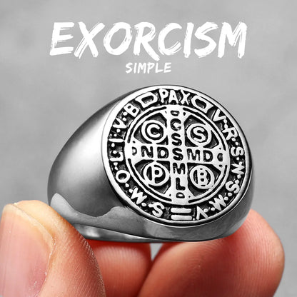 Metal Town Stainless Steel Saint Benedict Cross Ring