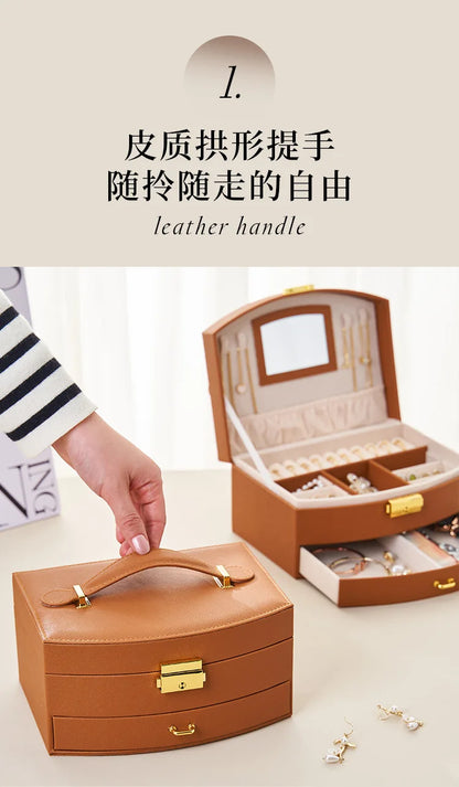 PU Leather Handheld multi-layer drawer luxury jewelry box