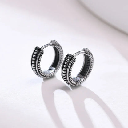 Vnox Stylish Stainless Steel Hoop Earrings In Black & Silver