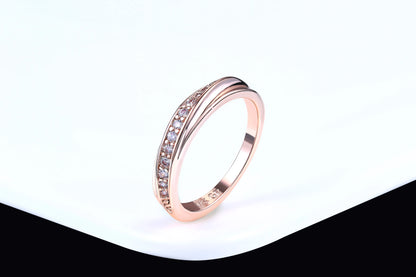 ZHOUYANG Simple Cubic Zirconia Ring In White Gold & Rose Gold