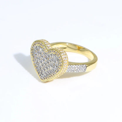 IDOWAITTING Different Variety Iced Out Heart Ring Micro Paved Cubic Zirconia & S925 Silver Rings