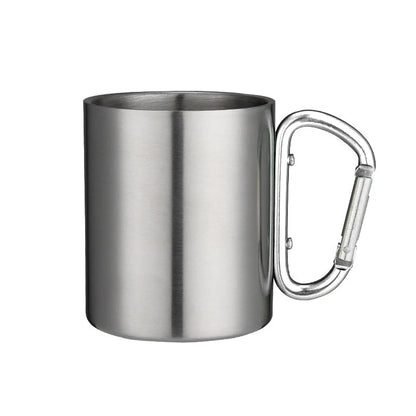 Outdoor 220Ml Stainless Steel Cup With Carabiner Handle For Camping & Hiking