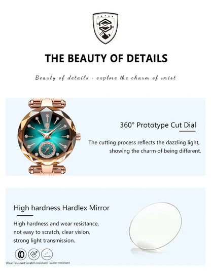 POEDAGAR Quality Luxurious Stainless Steel Watch For Woman - Quartz Watch, Waterproof, Date And Box