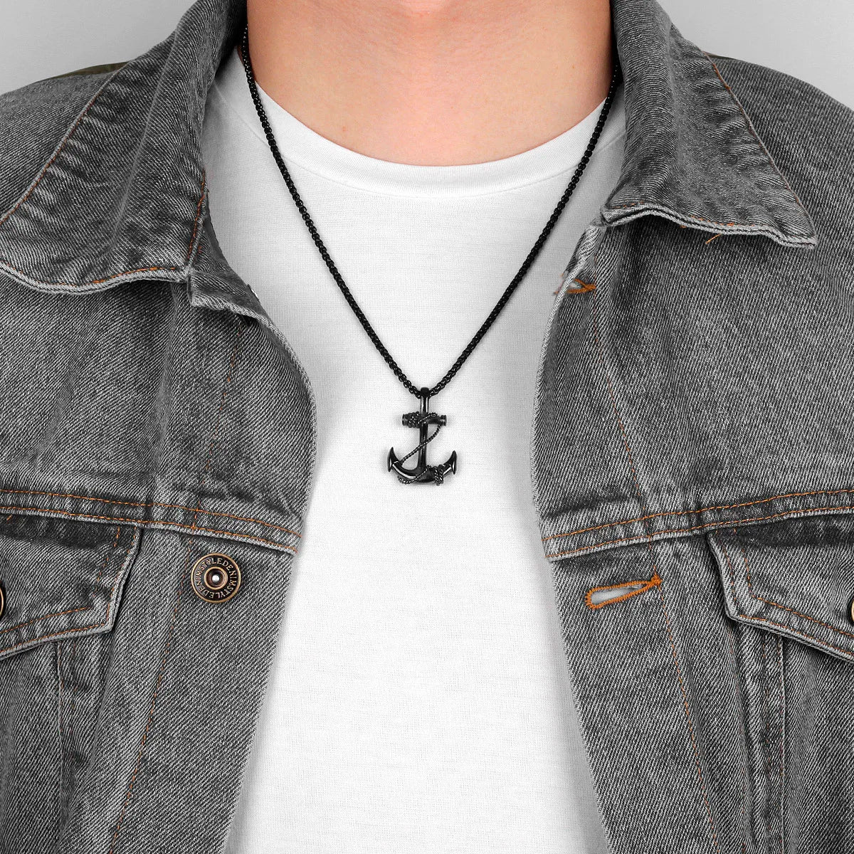 Metal Town Sea Anchor Pendants With Stainless Steel Chain necklace