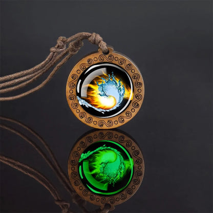 Luminous Glow In The Dark Variants Of Ice & Fire Pendant Necklaceses With Rope Chain