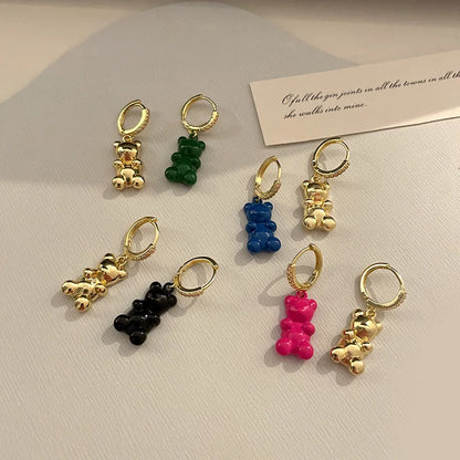 Multiple Style Cute Acrylic Gummy Bear With Zirconia stones Dangle Earrings