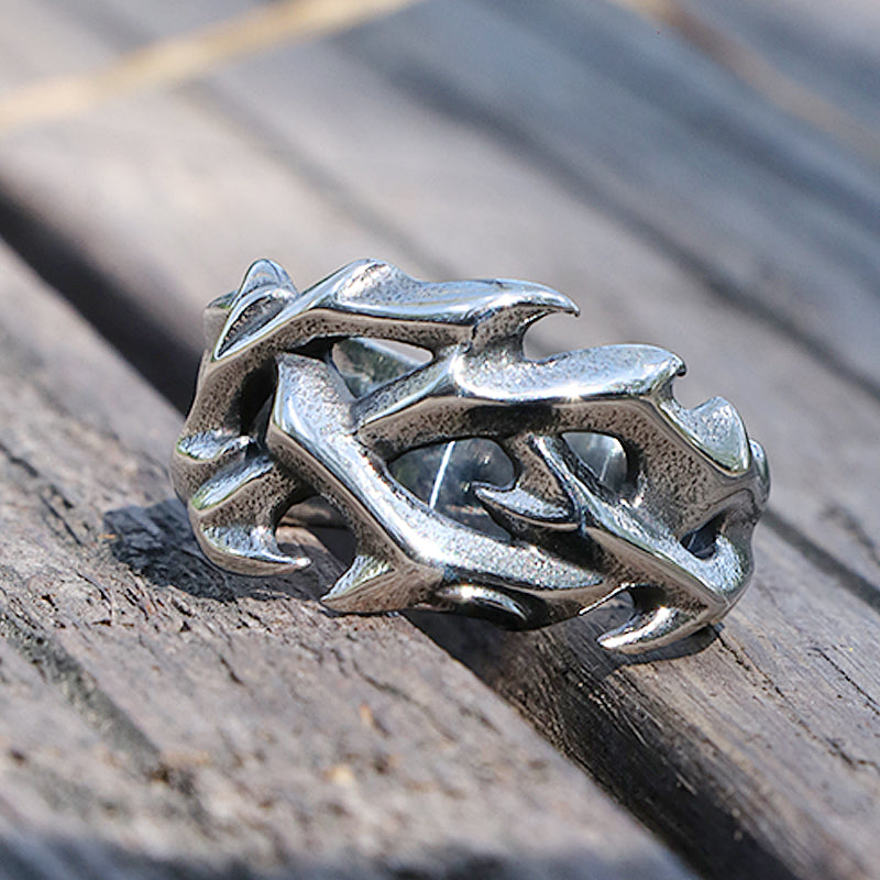 Vintage Hollow Out Design Crown of Thorns 316L Stainless Steel Ring