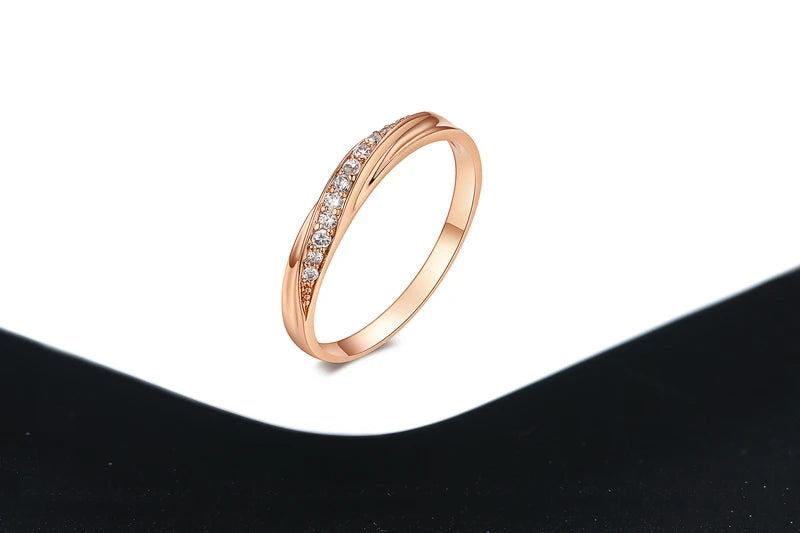 ZHOUYANG Simple Cubic Zirconia Ring In White Gold & Rose Gold