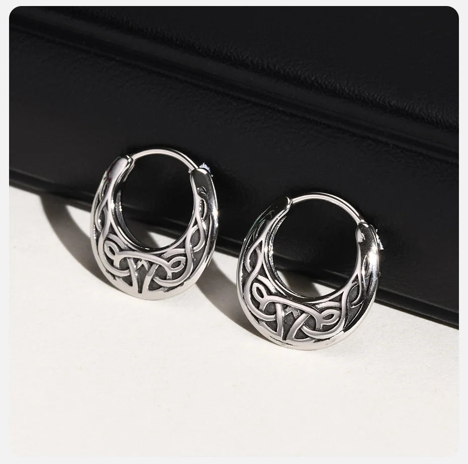 Vnox Nordic Viking Knot Stainless Steel Hoop Earrings