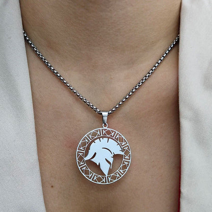 Spartan Warrior Helmet Pendant With Stainless Steel Chain In Gold/Silver/Black Necklace