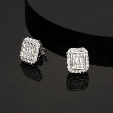 Fancy Iced Out Cubic Zirconia Ear Stud Earrings