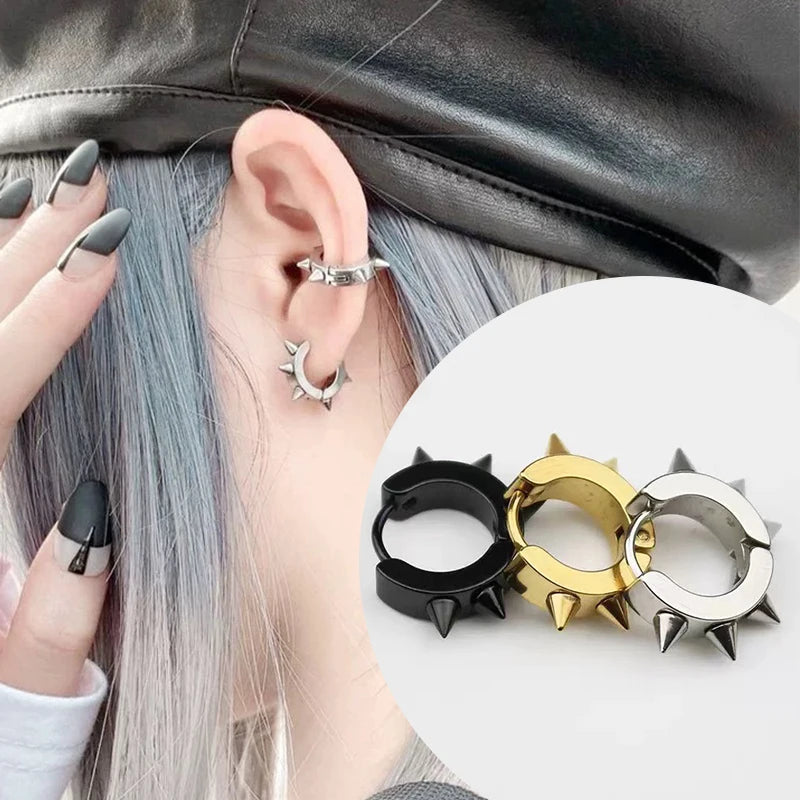 1 Pairs Multi  Black/Gold & Silver Colour Stainless Steel Earring