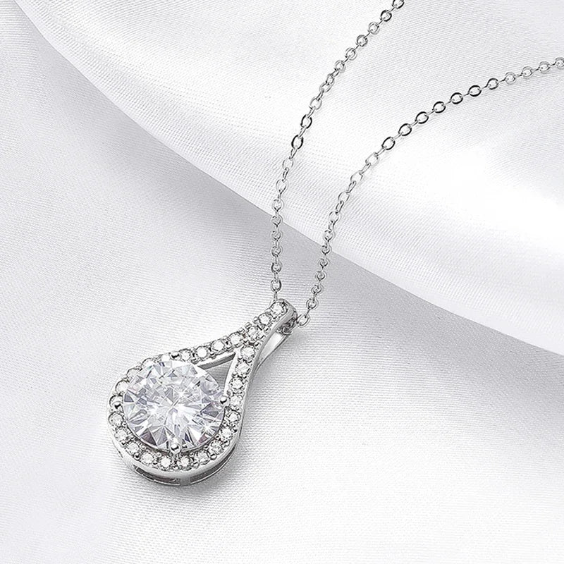 Smyoue Sparkling 1-5ct Moissanite Necklace for Women - S925 Sterling Silver Water Drop Pendant