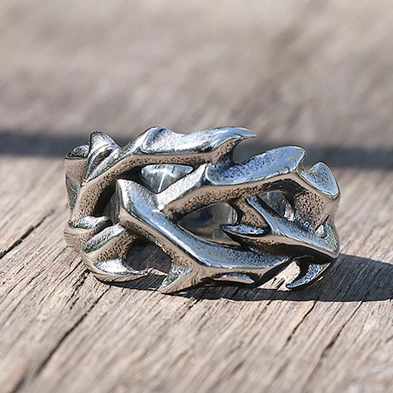 Vintage Hollow Out Design Crown of Thorns 316L Stainless Steel Ring