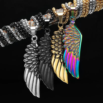 Metal Town Angel Wings Pendant With Stainless Steel Chain Necklaces