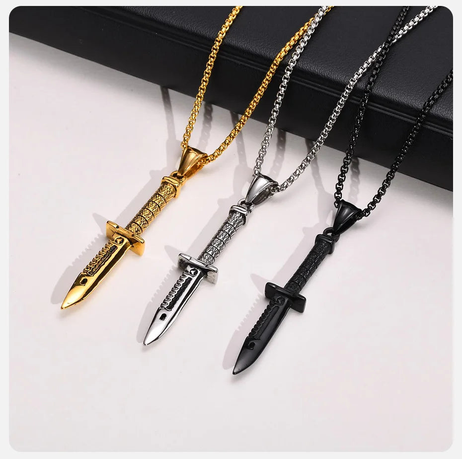 Vnox Cool Steel Stiletto Pendant Necklaces