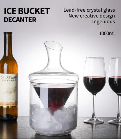 Luxurious Crystal Glass High Grade Decanter with Ice Bucket - 1000ml capacity