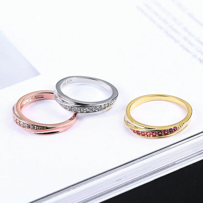 ZHOUYANG Simple Cubic Zirconia Ring In White Gold & Rose Gold