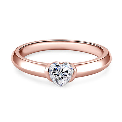 IOGOU Heart Shaped 0.5 carat Moissanite Rings for Women In White, Yellow & Rose Gold