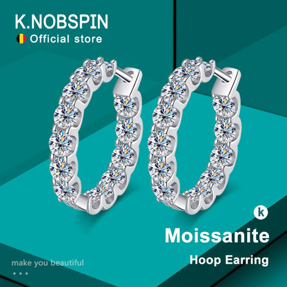 KNOBSPIN 2.6ct D Color Moissanite Gold/Silver or Rose Earring With 925 Sterling Sliver Plated White Gold