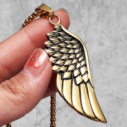 Metal Town Angel Wings Pendant With Stainless Steel Chain Necklaces