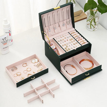 Trendy lock arch three-layer jewelry box, suitable for all kinds of jewelry storage