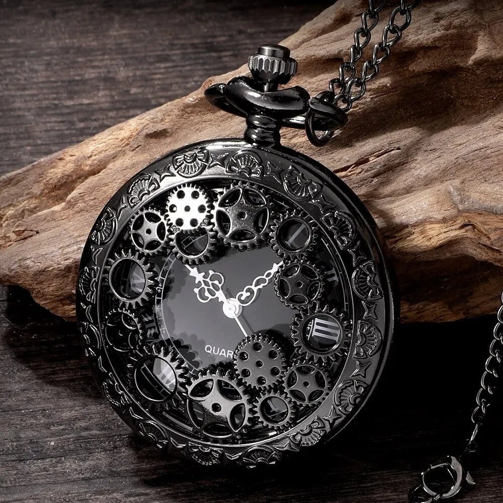 Steampunk Copper Vintage - Hollow Quartz Pocket & Necklace watch Pendant