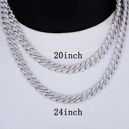 Cuban 7-24 Inch Iced Out Link Necklace for Men & Women - Silver & Gold Plated