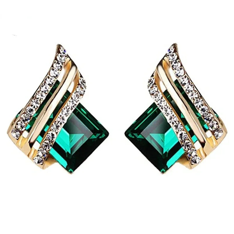 Fancy Gold-plated Multiple Colour Crystal Zircon Earrings