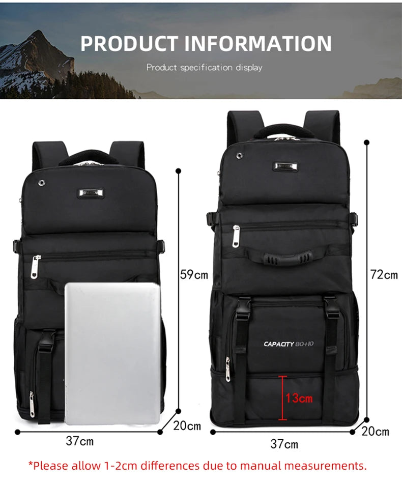 Scione Extendable 80/90L  Outdoor Large Capacity Travel / Trekking / Capming Backpack