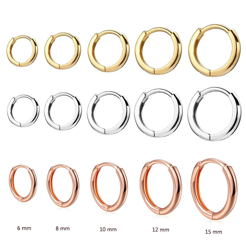 8-16MM Simple Stainless Steel Small Hoop Earrings In Gold & Silver Colour