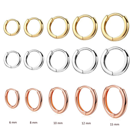 8-16MM Simple Stainless Steel Small Hoop Earrings In Gold & Silver Colour