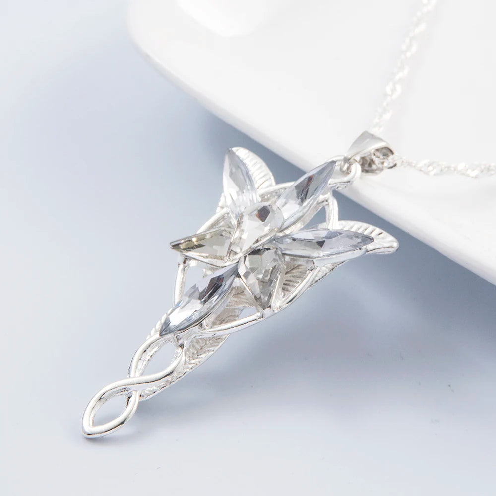 LOTR Arwen Evenstar Necklace Silver Color Crystal Pendant