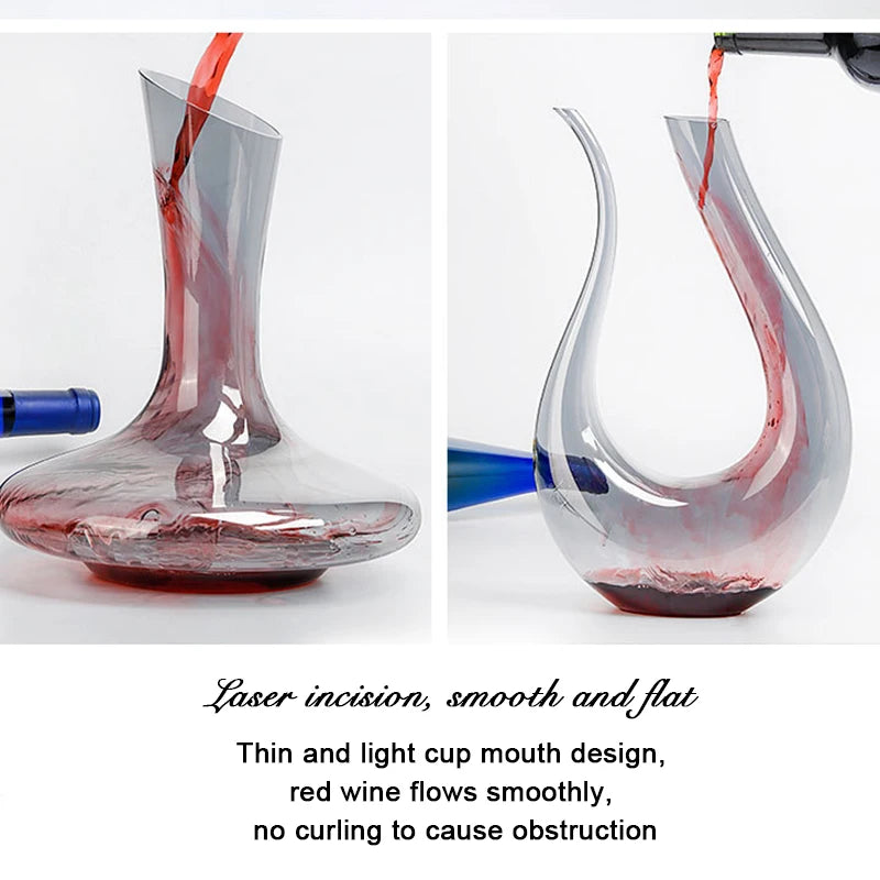 (Can Engrave Logo) 1800ML Glass Decanter, Quick Decanter With Handle, Large Capacity Wine Dispenser, Red Wine Set