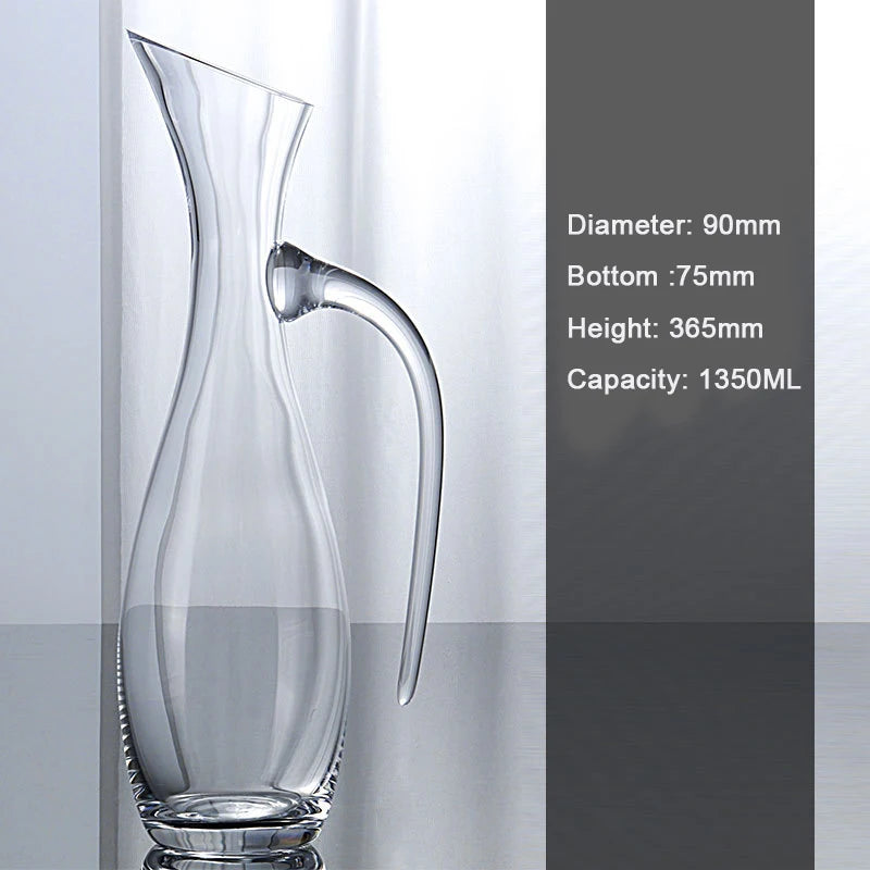 (Can Engrave Logo) 1800ML Glass Decanter, Quick Decanter With Handle, Large Capacity Wine Dispenser, Red Wine Set