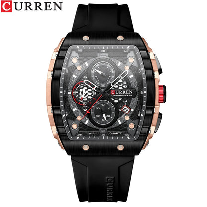 CURREN Luxury Chronograph Quartz Wristwatch - Square, Waterproof, Date And Box