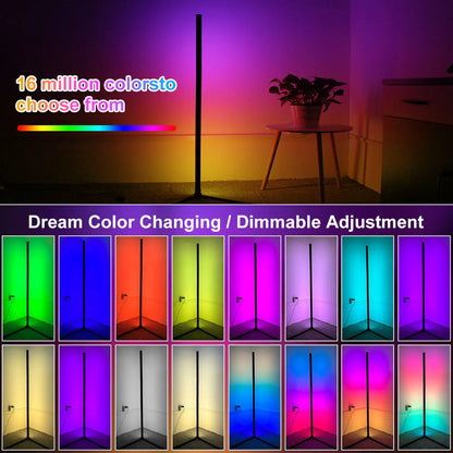 Tuya Smart LED RGB corner Floor Lamp - 160cm, Dimmable RGB and Mood Lighting.