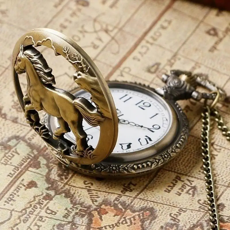 Waknoer Hollow Horse Pocket Watch With Chain