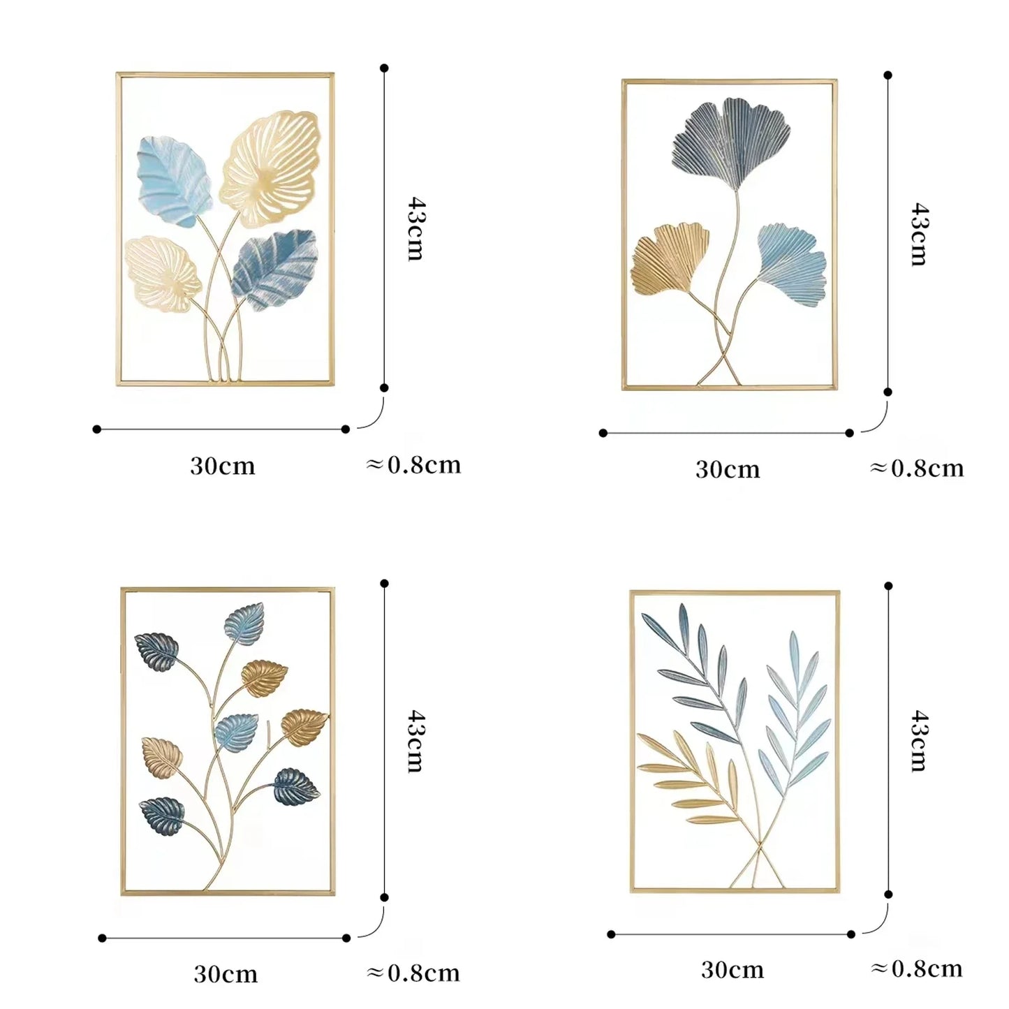 Metal Nordic Colored Leaf Wall Hanging pieces