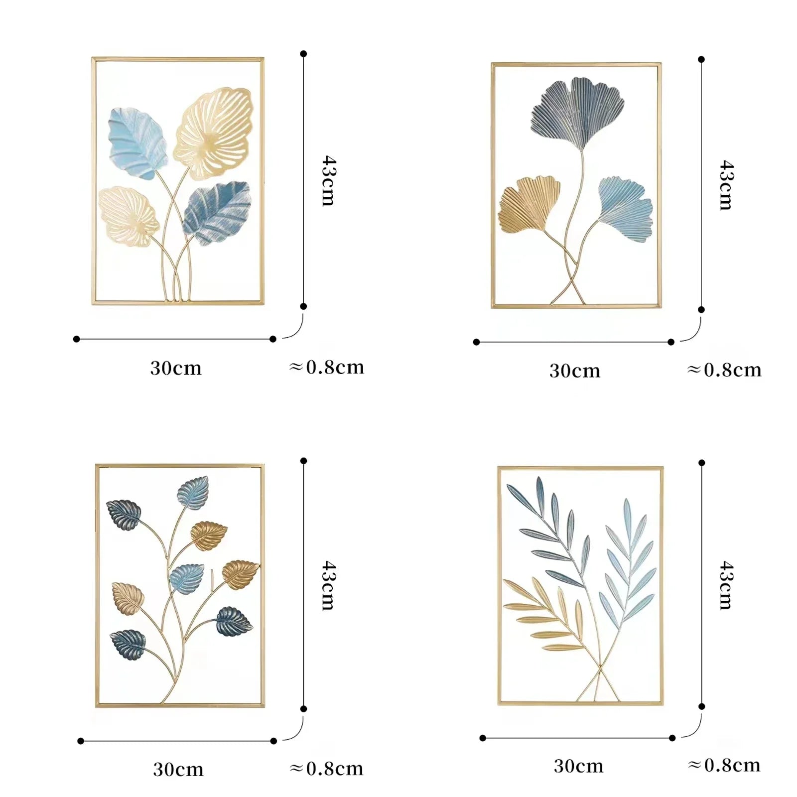 Metal Nordic Colored Leaf Wall Hanging pieces