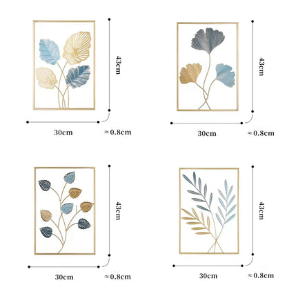 Metal Nordic Colored Leaf Wall Hanging pieces