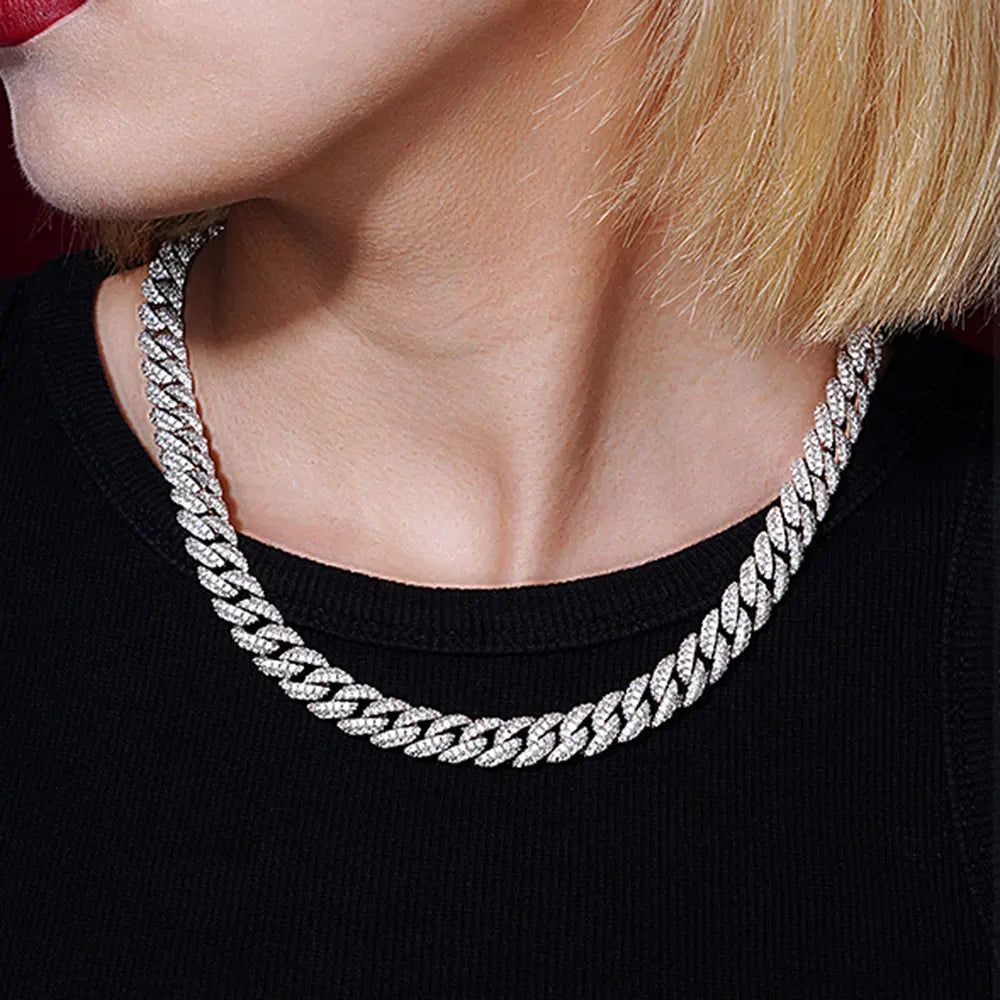 Cuban 7-24 Inch Iced Out Link Necklace for Men & Women - Silver & Gold Plated