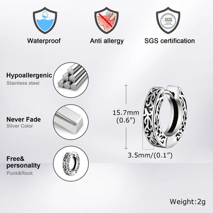 Vnox Stainless Steel Thick Small Hoop Earrings