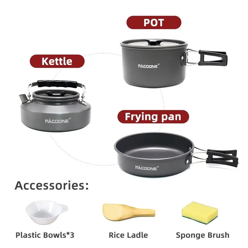 PACOONE Portable Outdoor Cookware Set