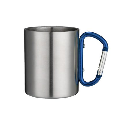 Outdoor 220Ml Stainless Steel Cup With Carabiner Handle For Camping & Hiking