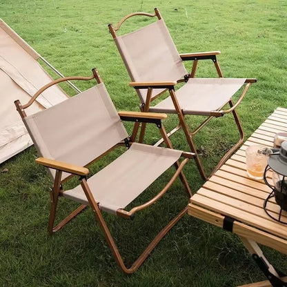 XIAOTREE 1/2 or 4 Outdoor Comfortable Wooden Portable Camping Chairs